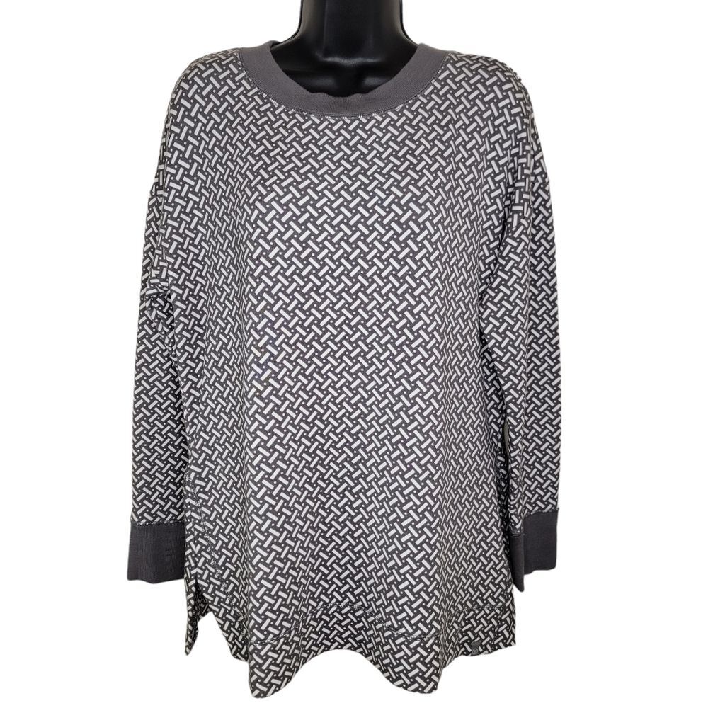 T by Talbots Gray & White Tunic Sweatshirt size Lp Large Petite